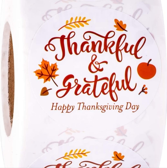50 CT🦃2x2 " Happy Thanksgiving Day Stickers - Grateful Design - Picture 1 of 8